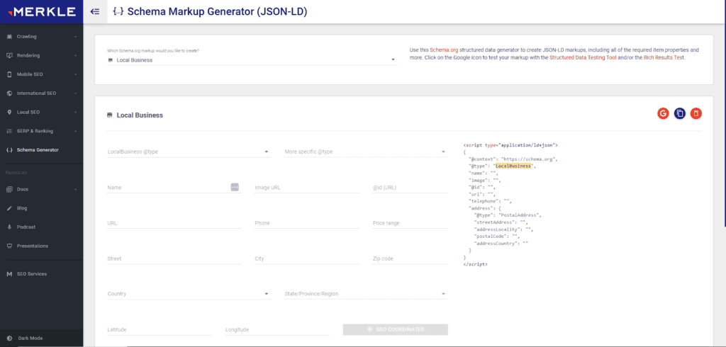 Schema Markup Generator (JSON-LD)