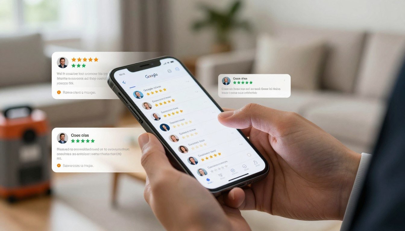 Reviews, photos, and trust signals for water mitigation services